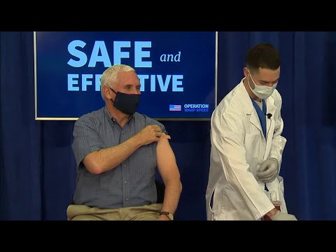 Vice president Mike Pence rolls up his sleeve for COVID-19 vaccine