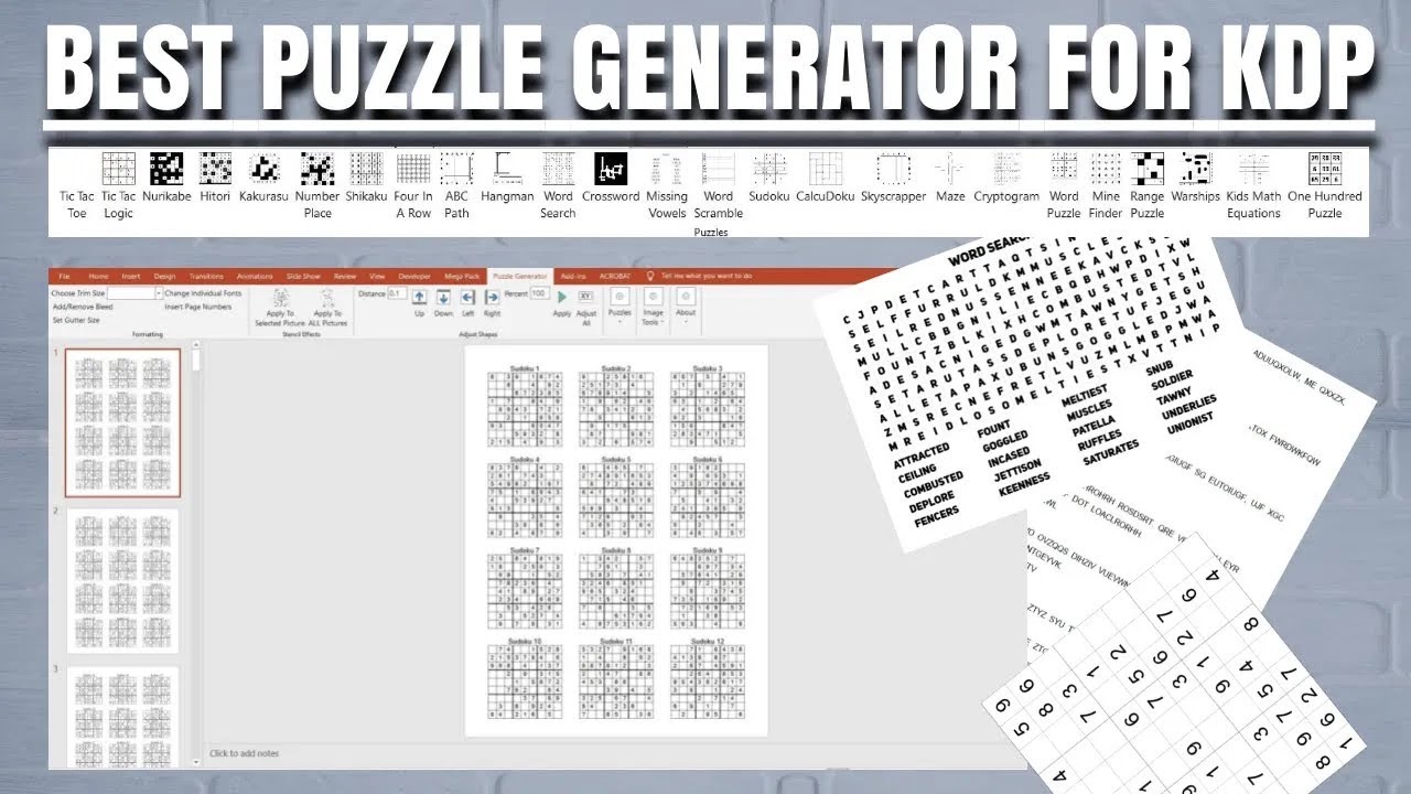 Best Puzzle Generator for KDP - Sudoku, Word Search - $1000 a Month with Low Content Books