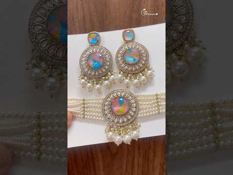 Wedding wear vibrant kundan necklace set