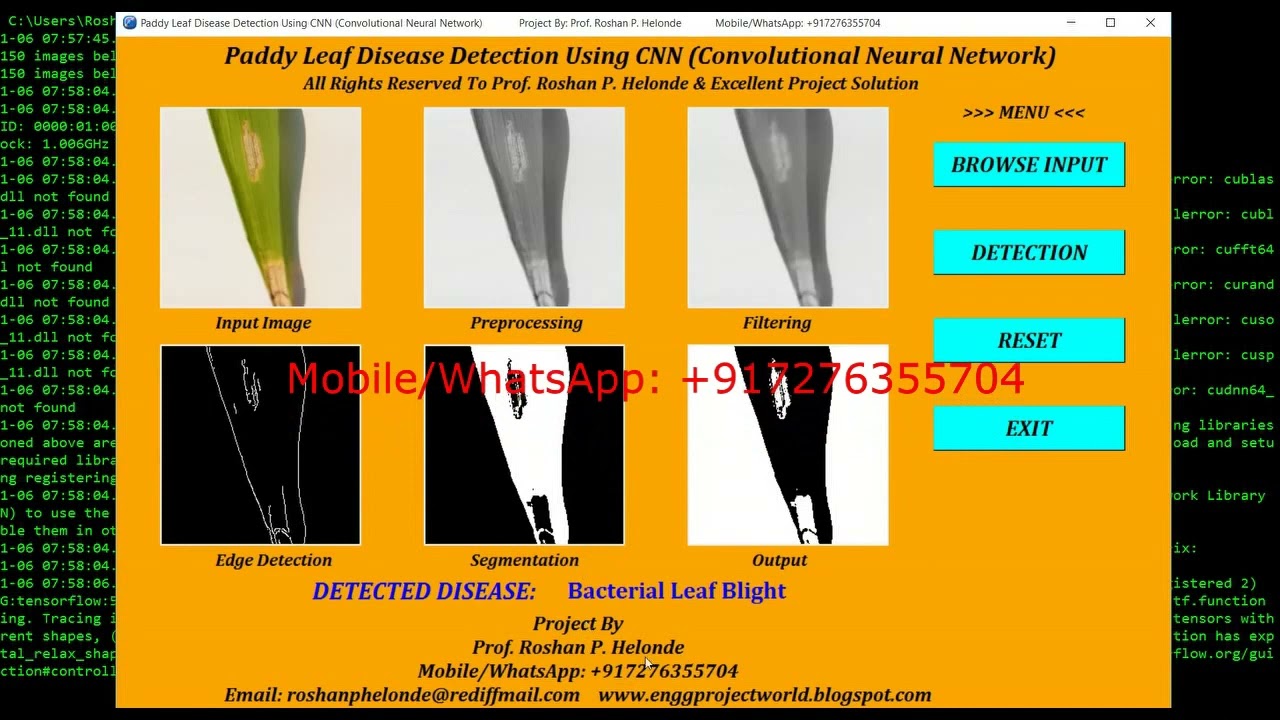 Python Code On Paddy Leaf Disease Detection Using CNN Convolutional Neural Network Full Source Code