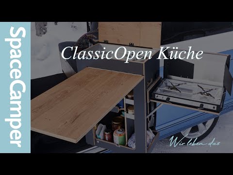 SpaceCamper | Die vielseitige Küche beim Doppeltürer ClassicOpen. VW T6.1 Bulli Camping Ausbau