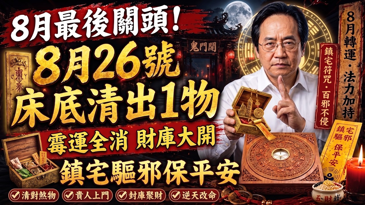 緊急警告！8月26日陰陽交替大洗牌，你床底的“致命煞物”清空了嗎？！#風水#生肖運勢 #招財#轉運#十二生肖#床底風水#黃帝內經 #易經#農曆七月#化解破財#貴人運