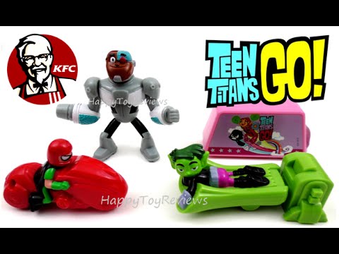 2015 KFC TEEN TITANS GO! COMPLETE SET OF 4 KIDS MEAL TOYS COLLECTION VIDEO REVIEW Video