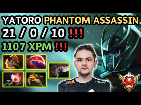 🔥 YATORO PHANTOM ASSASSIN Safelane 1107 XPM & 21 KILLS 🔥 Grandmaster Tier YATOROGOD GODLIKE - Dota 2