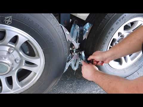 X-Type Wheel Chock Stabilizer with Built-in Wrench and Anti-Theft Locks - Pair