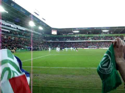 FC Groningen bedankt publiek na de gewonnen wedstrijd tegen Ajax 25-01-2009.