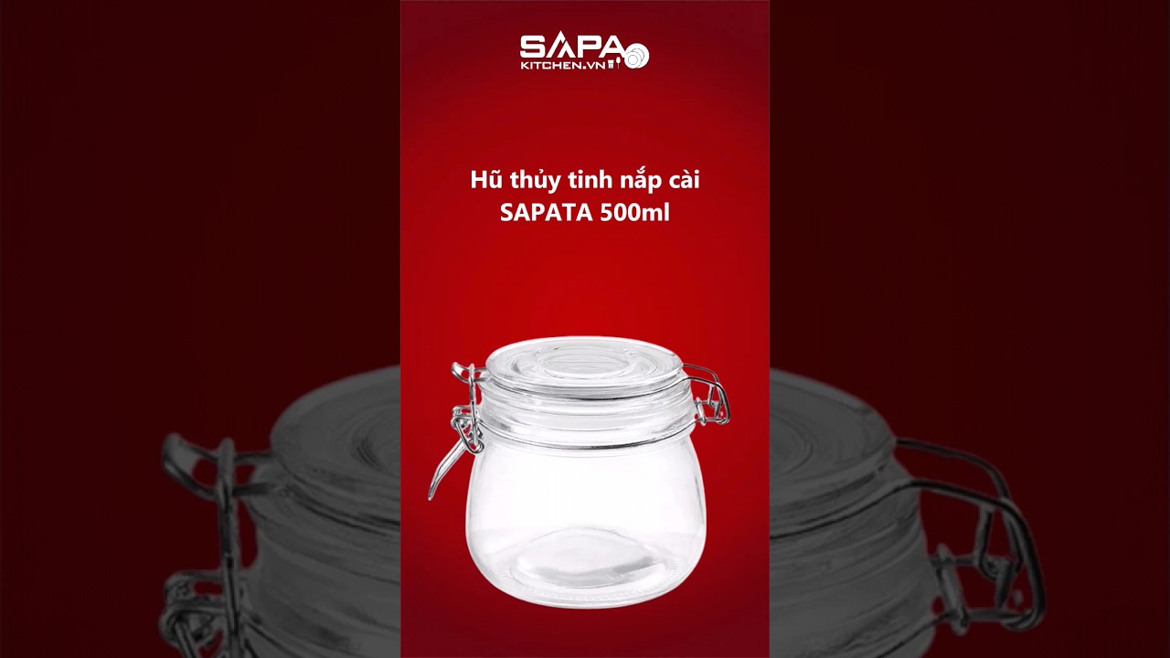 Hũ thủy tinh tròn nắp cài inox 0.5L - SAPATA