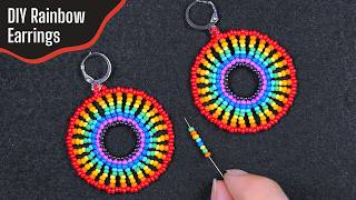 ✨ DIY Colorful Rainbow Bead Earrings | Easy Beaded Jewelry Tutorial
