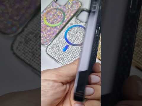 Чехол для iPhone 13 / 14 Diamonds MagSafe, черный, с камнями, блестящий, гламурный - фото 1 - id-p2346889926
