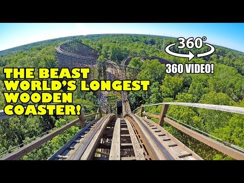 VR 360 The Beast World's Longest Wooden Roller Coaster POV Kings Island Ohio