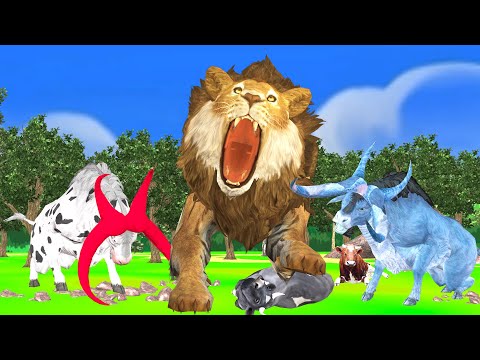 Liger vs Giant Bulls Fight Cartoon Cow Rescue Giant Wild Animal Fight Cartoon Animal Epic Battle