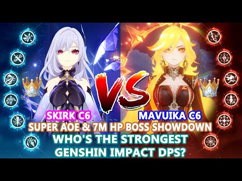 Skirk C6 vs Mavuika C6 DPS Showdown | Super AOE & 7M HP Boss | Who's the Strongest Genshin DPS?
