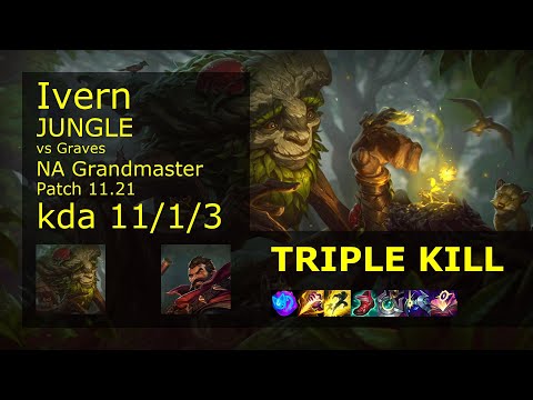 Ivern vs Graves Jungle - NA Grandmaster 11/1/3 Patch 11.21 Gameplay