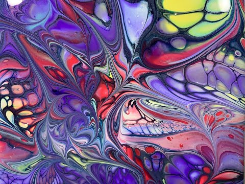 Bloom recipe swipe on tile. Great results. Acrylic pour painting. Art tutorials. Video number 309.