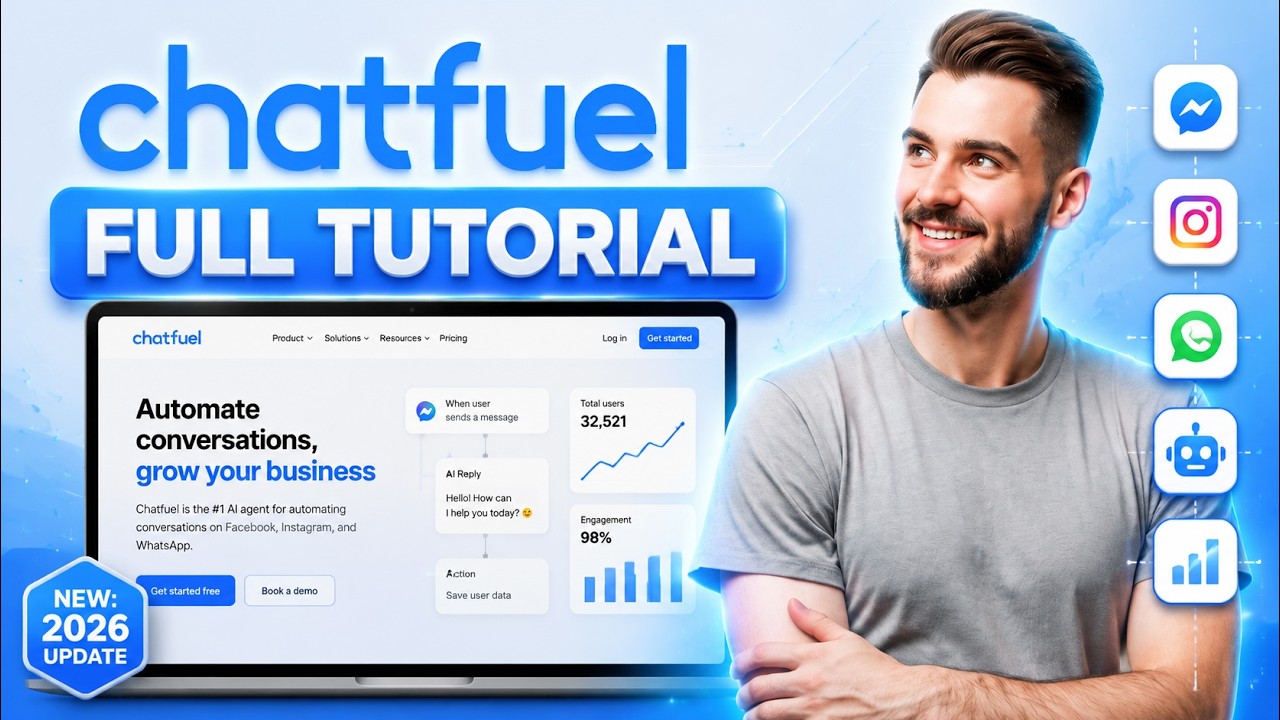 Chatfuel Full Tutorial for Beginners 2026 (Step by step) video thumbnail