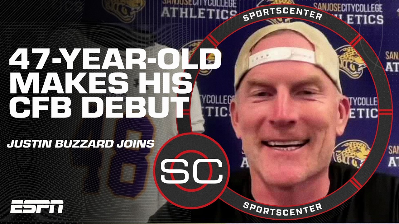 47-YEAR-OLD COLLEGE FOOTBALL PLAYER 🤯 Justin Buzzard shares why he chased his dream | SportsCenter