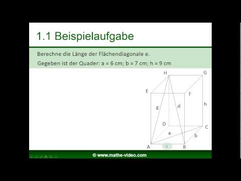 Raumdiagonale im Quader - youtube
