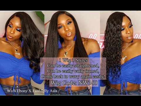GRWM|1 Wig 3 Styles Test|WoWEbony Beach Wave 360 Lace Wig