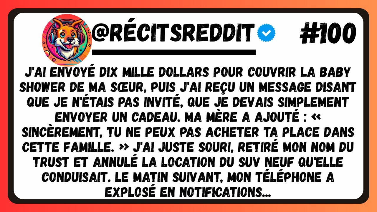 J'ai envoyé 10 000 $ pour couvrir la baby shower de ma sœur, puis j'ai reçu un message:Tu n'es pas..