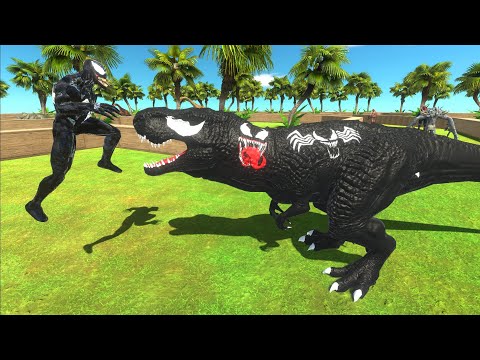 VENOM vs VENOM T-REX Jungle DEATH RUN - Animal Revolt Battle Simulator