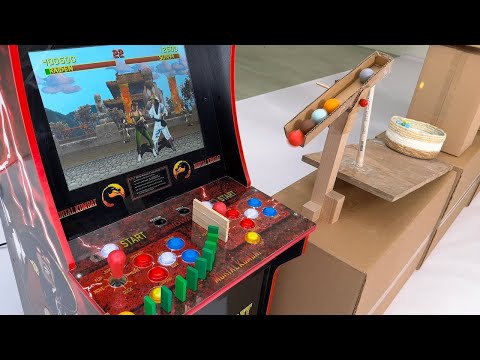 Marble Run On a Supreme Mortal Kombat Arcade Machine with Domino Chain Reaction