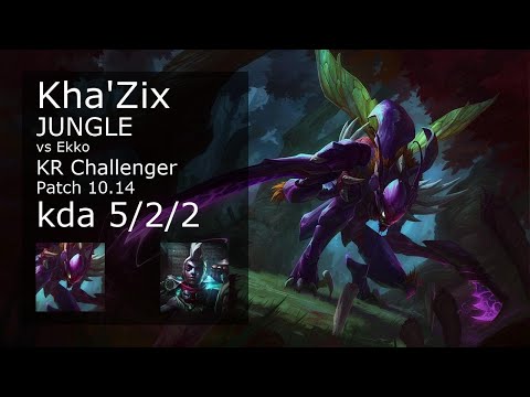Kha'Zix vs Ekko Jungle - KR Challenger 5/2/2 Patch 10.14 Gameplay // [롤] 카직스 vs 에코 정글
