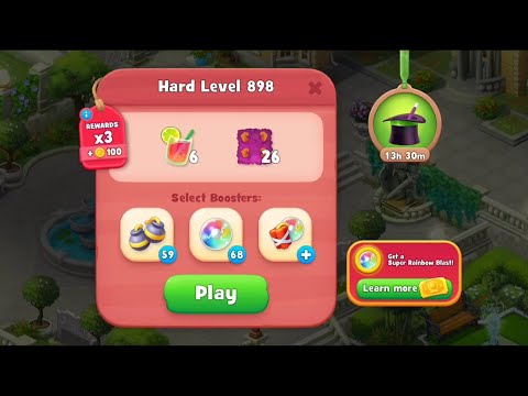 Gardenscapes Level 898 Walkthrough "No Boosters Used"