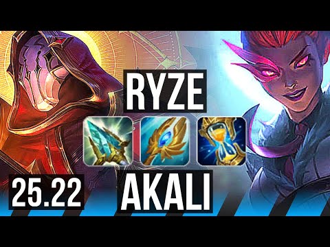 RYZE vs AKALI (MID) | 52k DMG | KR Master | 25.22