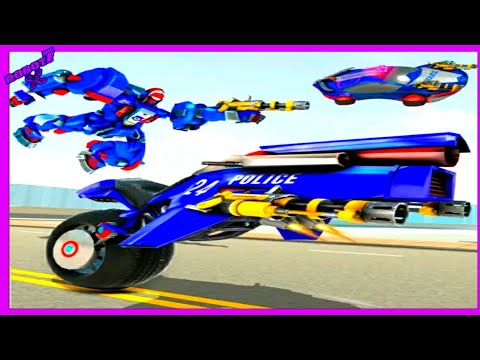Flying Police Robot Car Games: Robot Bike Games Android gameplay