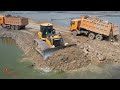 Wonderful Bulldozer Construction Hard Pushing Gravel Building Road Special Activities Dump Trucks