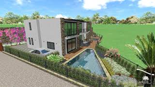 3 boyutlu peyzaj tasarım animasyon - Bodrum Villa Bahçesi - Realtime l