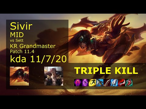 Sivir Mid vs Sett - KR Grandmaster 11/7/20 Patch 11.4 Gameplay // [롤] 시비르 vs 세트 미드