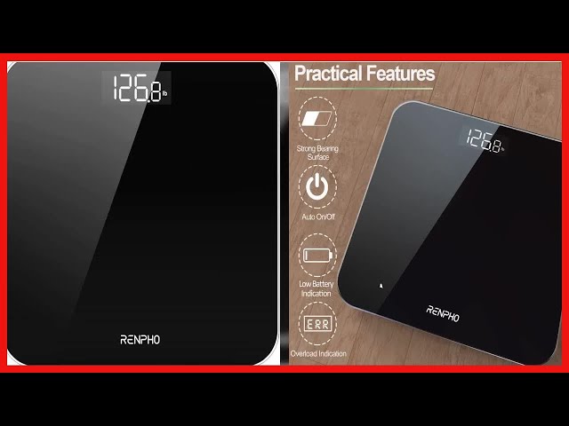 Vídeo relacionado con Báscula De Baño Digital RENPHO, Báscula De Peso Corporal De Alta Precisión Con Pantalla Iluminada, Graduación de 0,1 lb (50 g) precisión, Tecnología Step-On, 180kg/400lb, Negro, Core 1S