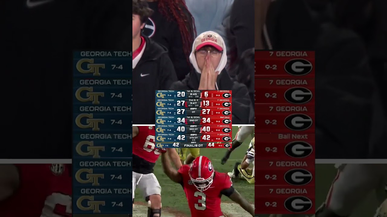 GEORGIA WINS AN 8 OVERTIME THRILLER!!!  (🎥: ESPN) #shorts  #georgiafootball  #georgiabulldogs