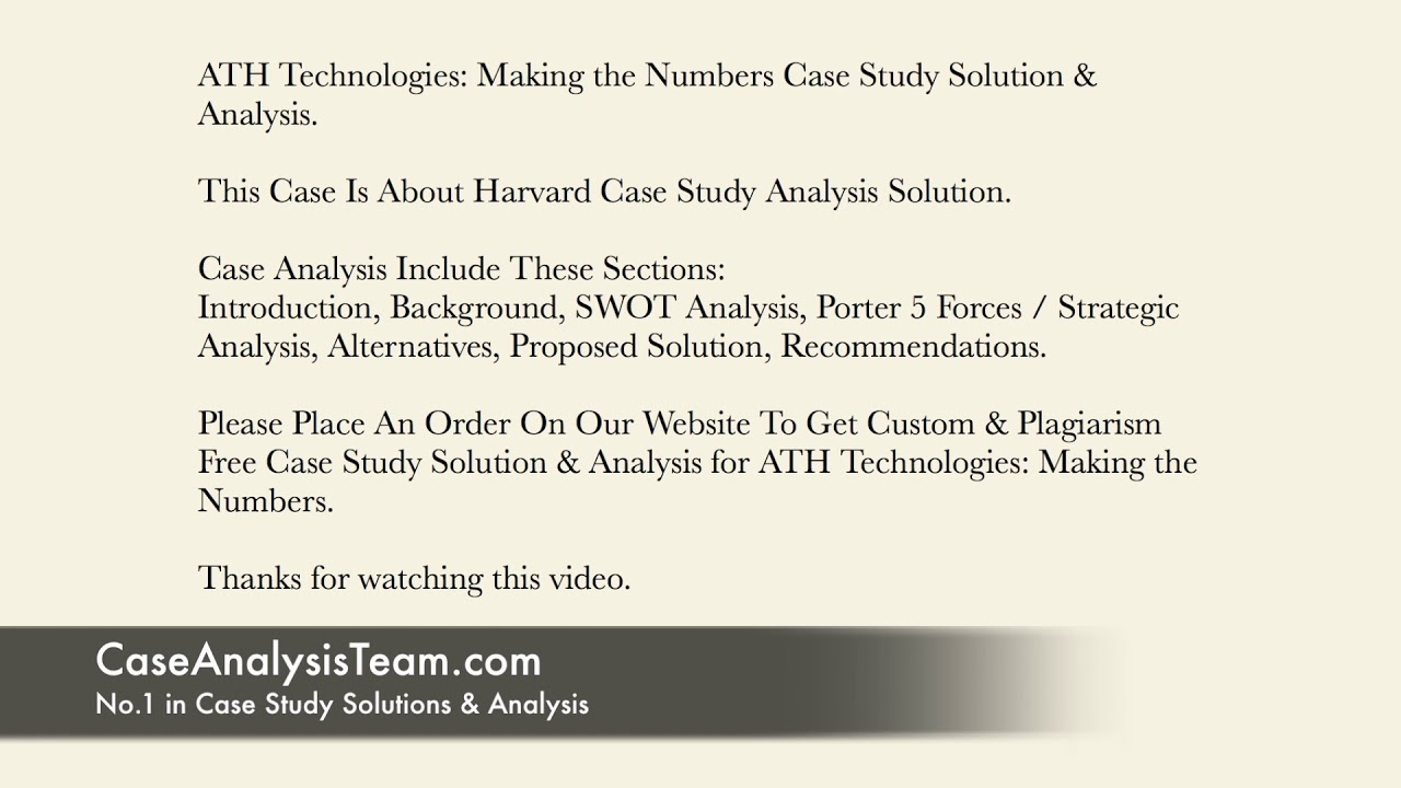 ATH Technologies Making the Numbers Case Study Solution & Analysis