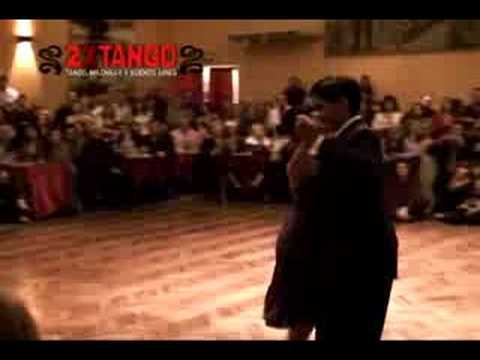  Maria Florencia Labiano  and  Hernán Rodriguez Chaile  are  dancing  to  the  milonga  "  La Cicatriz  "