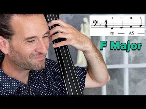 F major one octave scale for double bass