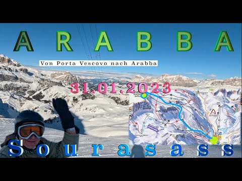ARABBA 31.01.2023: SOURASASS - Abfahrt von Porta Vescovo nach Arabba in voller Länge (UNCUT)