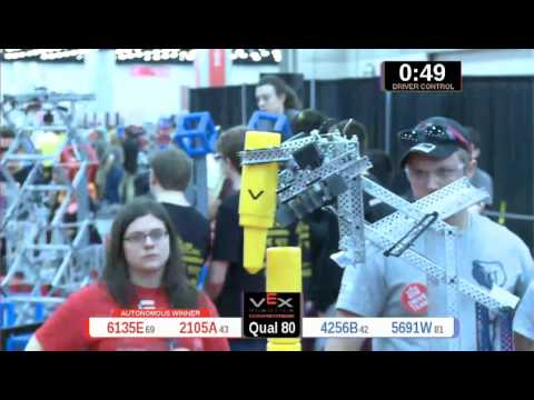 2015 VRC Engr Q80 - 6135E 2105A vs 4256B 5691W - 53 to 36 - VEX Worlds 2015 - Engineering Division