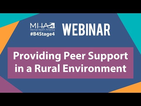 WEBINAR: Providing Peer Support in a Rural Environment