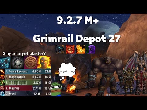 9.2.7 M+ - 27 Grimrail Depot - Fire Mage POV - Raging Volcanic Tyrannical Shrouded
