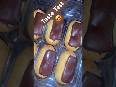 Taste Test : Asda Mini Chocolate Eclairs 😋😍#asda #asdacakes #cakes #shorts