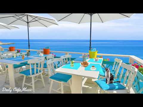 Santorini Seaside Cafe Ambience | Relaxing Jazz, Cafe Music, Study Music, Work Music