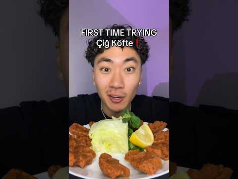 FIRST TIME TRYING Çiğ Köfte 🍘🥬🍋🇹🇷 #Çiğköfte #turkish #turkey #eatingshowasmr #eatwithme