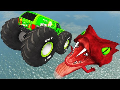 Mad Cars | Crashing All Vehicles into Angry Lizard - BeamNG.drive Gameplay