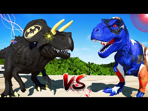 [Captain America Tyrannosaurus Rex Vs Batman Ultimasaurus Dinosaurs Fight] 🌍Jurassic World Evolution