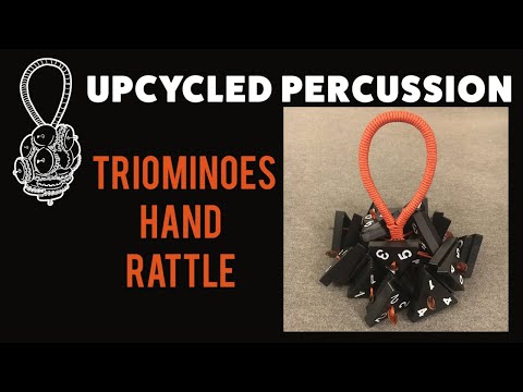 Upcycled Percussion - Triominoes Hand Rattle / Shaker - Black and Red image 4