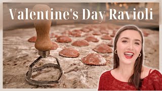 COOK WITH ME - Valentine's Day Ravioli Recipe made w/ Beet Pasta. Cutest Pink Heart Shaped Raviolis