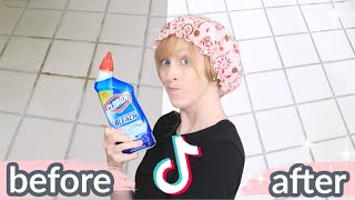 TikTok HACKS (that actually work)! HOW TO CLEAN A MOLDY SHOWER (super satisfying clean with me!)