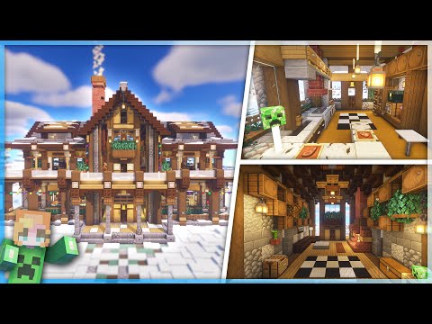 【Minecraft】How to build the interior of a Winter Mansion | Survival house interior #15 part 2